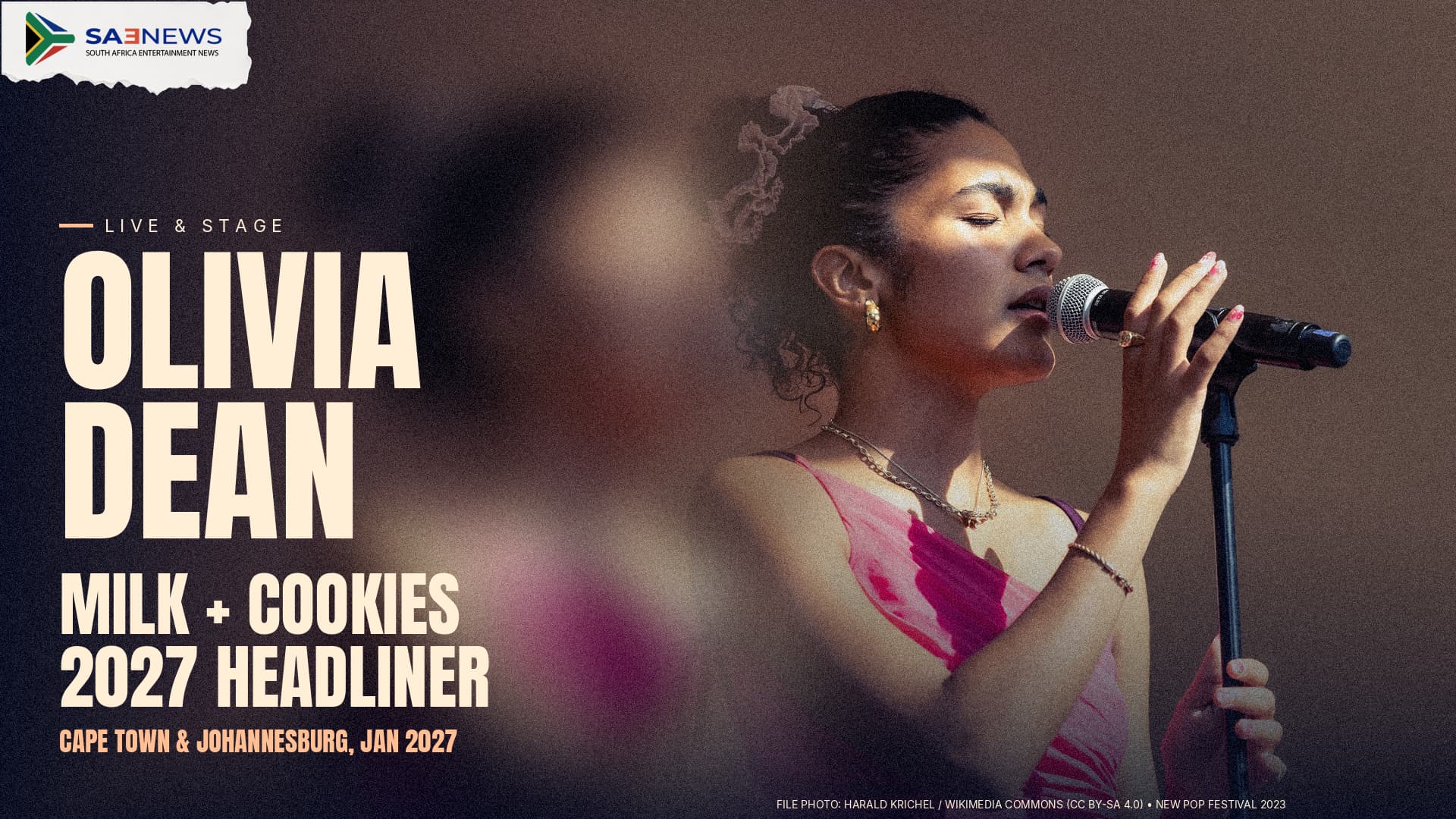 Olivia Dean will headline Milk + Cookies in Cape Town and Johannesburg in January